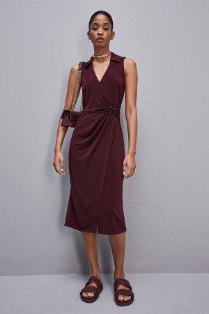 Patrizia Pepe Sleeveless Midi Jersey Dress Viola | 71AYOQXLK