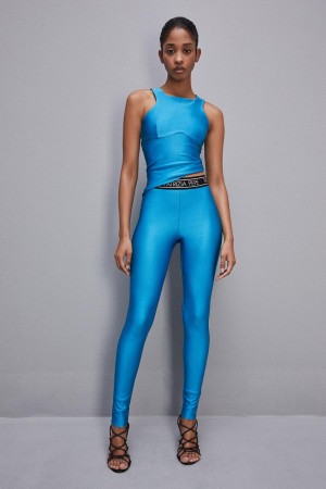 Patrizia Pepe Sleeveless Technical Jersey Top Blu Chiaro | 36RWVGOQD
