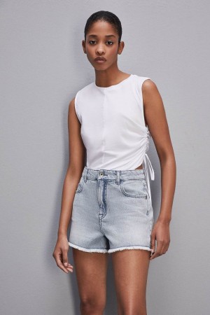Patrizia Pepe Sleeveless T-shirt With Drawstring Bianche | 31FORSCEK