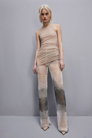 Patrizia Pepe Sleeveless Tulle Top Beige | 95KDCUPIB
