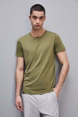 Patrizia Pepe Slim Fit T-shirt In Lyocell Jersey And Cotton Verdi | 79YCVLIDA