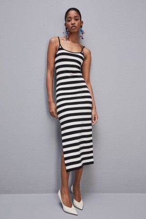 Patrizia Pepe Slim Jersey Dress With Cotton Straps Bianche | 96ROYSIND