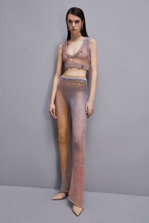 Patrizia Pepe Slim Mesh Pants Viola | 71NJIQKEU