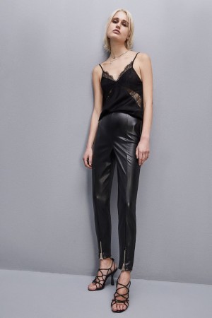 Patrizia Pepe Slim Top In Viscose Satin Nere | 87SJQWCTI
