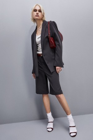 Patrizia Pepe Soft Viscose Bermuda Shorts Grigie | 75PLUJZVX