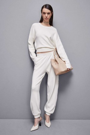 Patrizia Pepe Soft Viscose Joggers Bianche | 69HLZDEXI