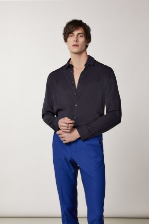 Patrizia Pepe Solid-colored Shirt In Viscose Twill Blu | 17JPWHOCD