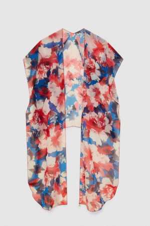 Patrizia Pepe Stole With Floral Print And Fly Detail Colorate | 48VPRDXWY