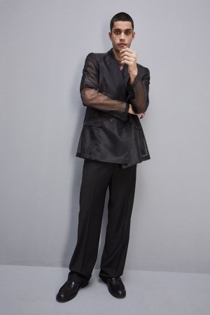 Patrizia Pepe Straight Double-breasted Unlined Jacket Nere | 81GQMZEJU