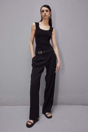 Patrizia Pepe Stretch Jersey Tank Top Nere | 65MRTLHNO