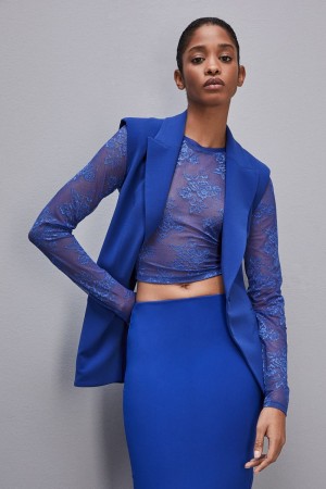 Patrizia Pepe Stretch Lace Jersey Top Blu Chiaro | 42GVCZKNQ