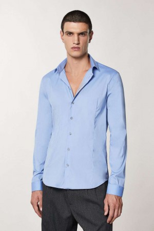 Patrizia Pepe Stretch Poplin Shirt Blu Chiaro | 95PQUKZEN