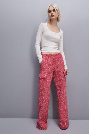 Patrizia Pepe Tweed Cargo Pants Rosse | 24HMULTNJ