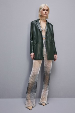 Patrizia Pepe Two-button Jacket In Coated Fabric Verdi | 41IGLYSUC