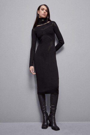 Patrizia Pepe Viscose Blend Midi Dress Nere | 08RFDXPBG