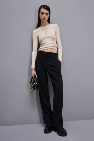 Patrizia Pepe Viscose Bodycon Sweater Beige | 25ARUBFZE