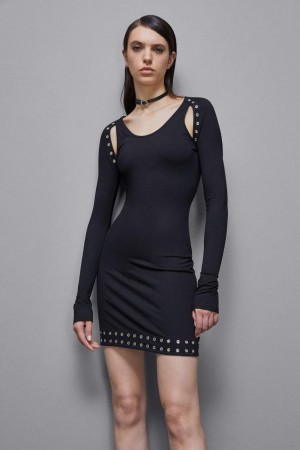 Patrizia Pepe Viscose Mini Dress Nere | 23NKASQJO