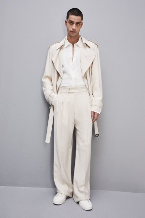 Patrizia Pepe Viscose Twill Pleated Pants Beige | 87FKWPGYO