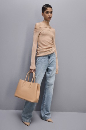 Patrizia Pepe Wool Sweater With Wide Neckline Beige | 38MNEZLCA