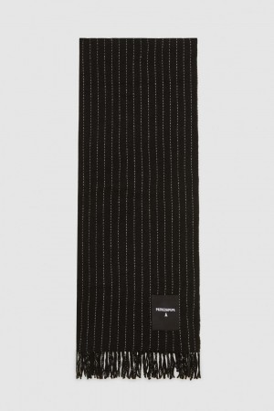 Patrizia Pepe Wool-blend Pinstripe Scarf Nere | 51LYNEGFM