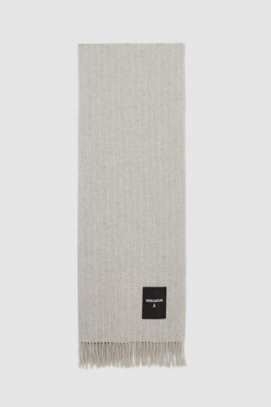 Patrizia Pepe Wool-blend Pinstripe Scarf Grigie | 53FBUTJQN