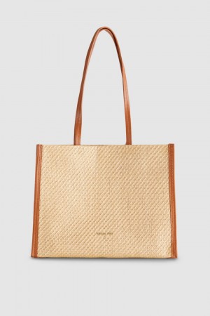 Patrizia Pepe Woven Fabric Shopping Bag Marroni | 90ONBGQZV