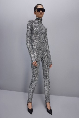 Patrizia Pepe ﻿turtleneck Sequined Jumpsuit Grigie | 43ZBTHFEL